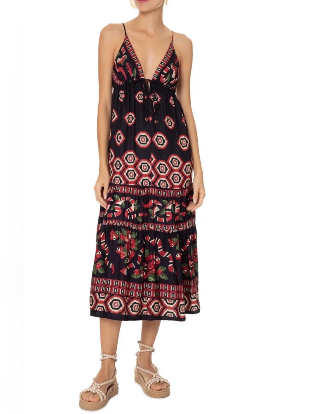 Farm Rio Guarana Coral Midi Cropped Dress Women’s XS